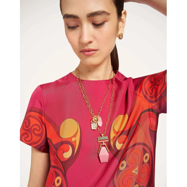 La DoubleJ Swing Dress in Alchemy Dark Red at Luxury Shoes 