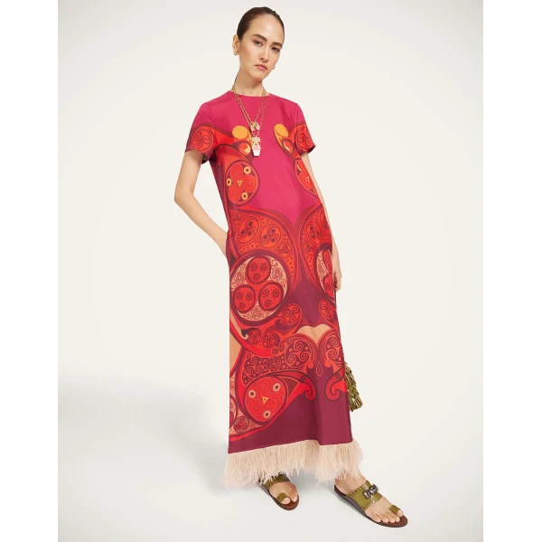 La DoubleJ Swing Dress in Alchemy Dark Red at Luxury Shoes 
