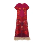 La DoubleJ Swing Dress in Alchemy Dark Red at Luxury Shoes 