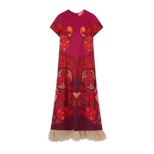 La DoubleJ Swing Dress in Alchemy Dark Red at Luxury Shoes 