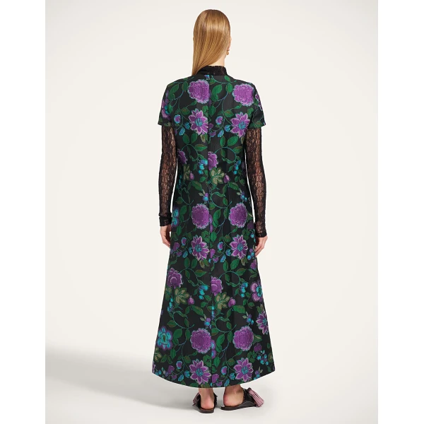 La DoubleJ Swing Dress in Botanical Black at Luxury Shoes 