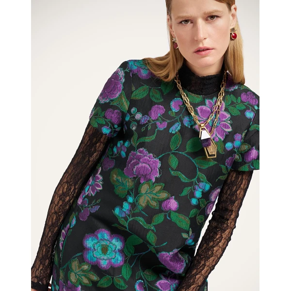 La DoubleJ Swing Dress in Botanical Black at Luxury Shoes 