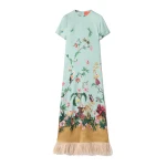 La DoubleJ Swing Dress in Zooflora Light Blue at Luxury Shoes 