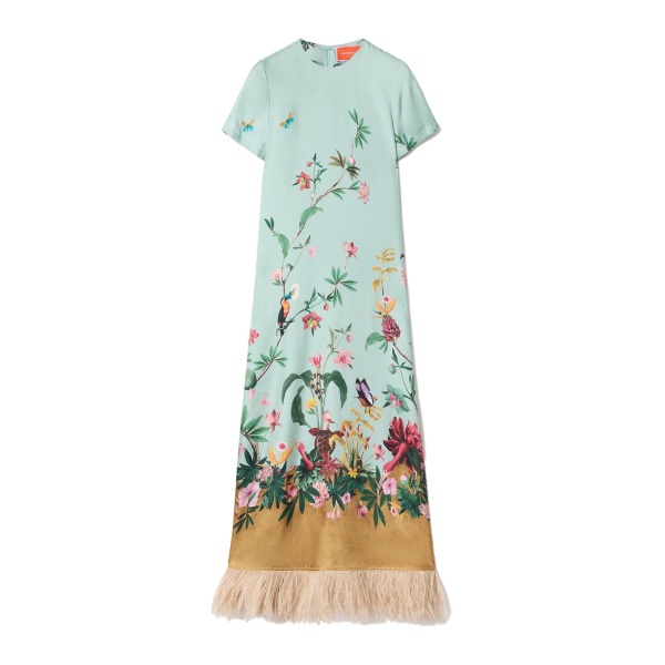 La DoubleJ Swing Dress in Zooflora Light Blue at Luxury Shoes 