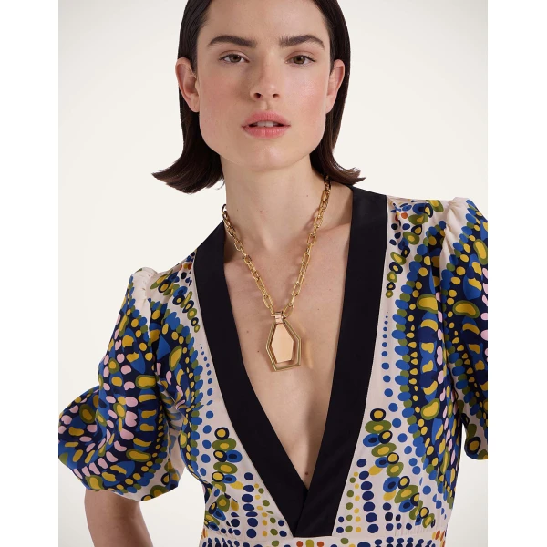 La DoubleJ Swinging Portal Necklace in 24k Gold Plate at Luxury Shoes 