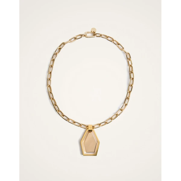 La DoubleJ Swinging Portal Necklace in 24k Gold Plate at Luxury Shoes 
