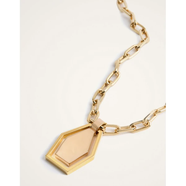 La DoubleJ Swinging Portal Necklace in 24k Gold Plate at Luxury Shoes 