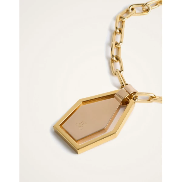 La DoubleJ Swinging Portal Necklace in 24k Gold Plate at Luxury Shoes 