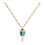 La DoubleJ Talismania Necklace in 24K Gold Plate And Malachite at Luxury Shoes 