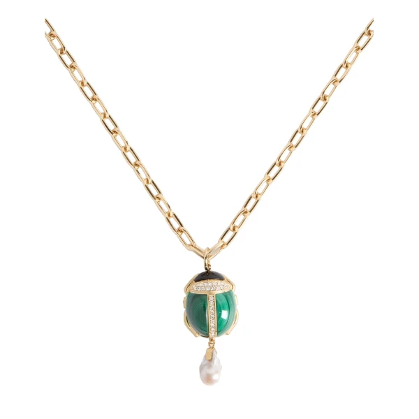 Talismania Necklace in 24K Gold Plate And Malachite