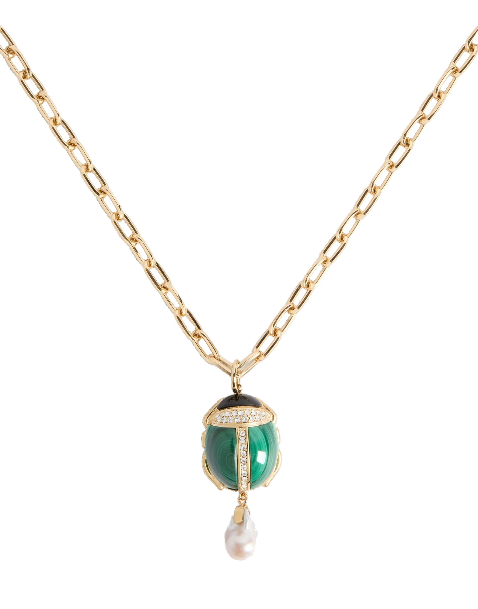 La DoubleJ Talismania Necklace in 24K Gold Plate And Malachite at Luxury Shoes La DoubleJ Talismania Necklace in 24K Gold Plate And Malachite at Luxury Shoes