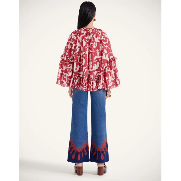 La DoubleJ The Tomcat Roller Jeans in Deep In The Pacific Blue Top, view 3
