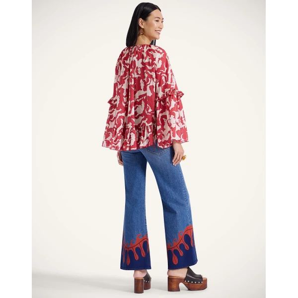 La DoubleJ The Tomcat Roller Jeans in Deep In The Pacific Blue Top, view 5