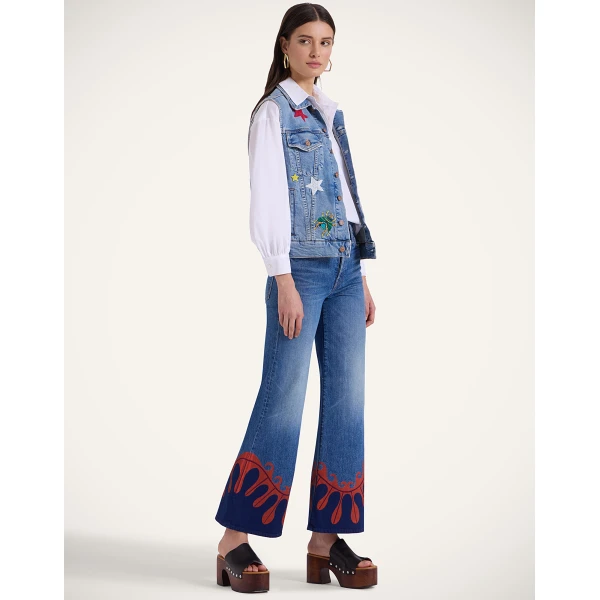 La DoubleJ The Tomcat Roller Jeans in Deep In The Pacific Blue Top, view 6