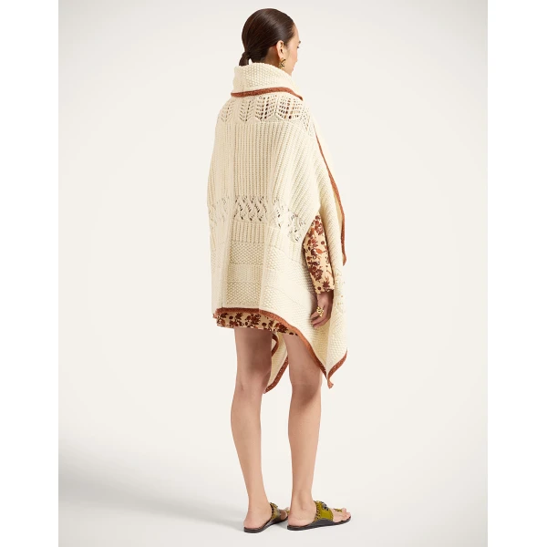 La DoubleJ The Weaver Long Cape in White at Luxury Shoes 