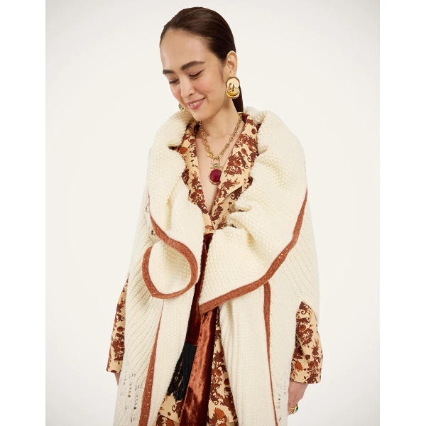 La DoubleJ The Weaver Long Cape in White at Luxury Shoes 