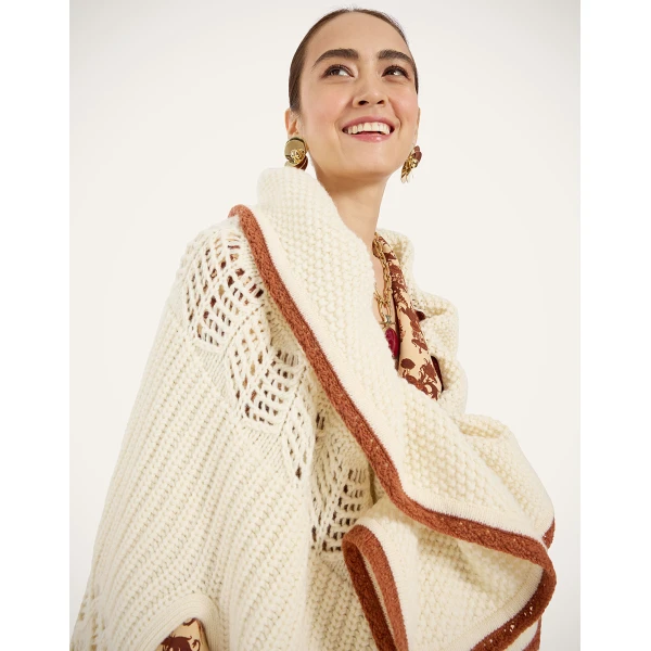 La DoubleJ The Weaver Long Cape in White at Luxury Shoes 