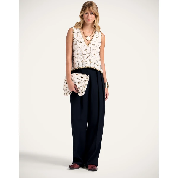 La DoubleJ V-Neck Scala Top in White, view 4