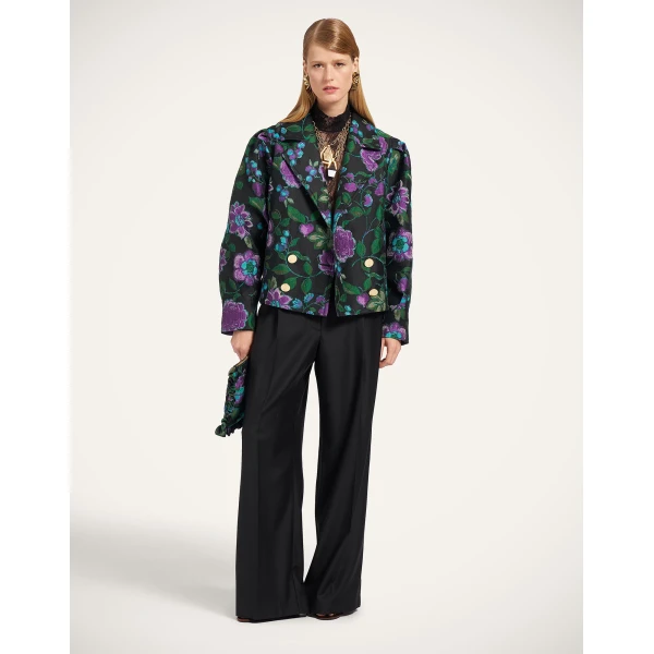 La DoubleJ Victoria Jacket in Botanical Black at Luxury Shoes 
