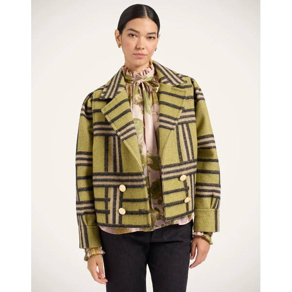 La DoubleJ Victoria Jacket in Kells Check Green at Luxury Shoes 