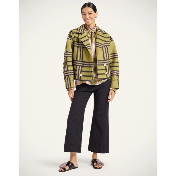 La DoubleJ Victoria Jacket in Kells Check Green at Luxury Shoes 