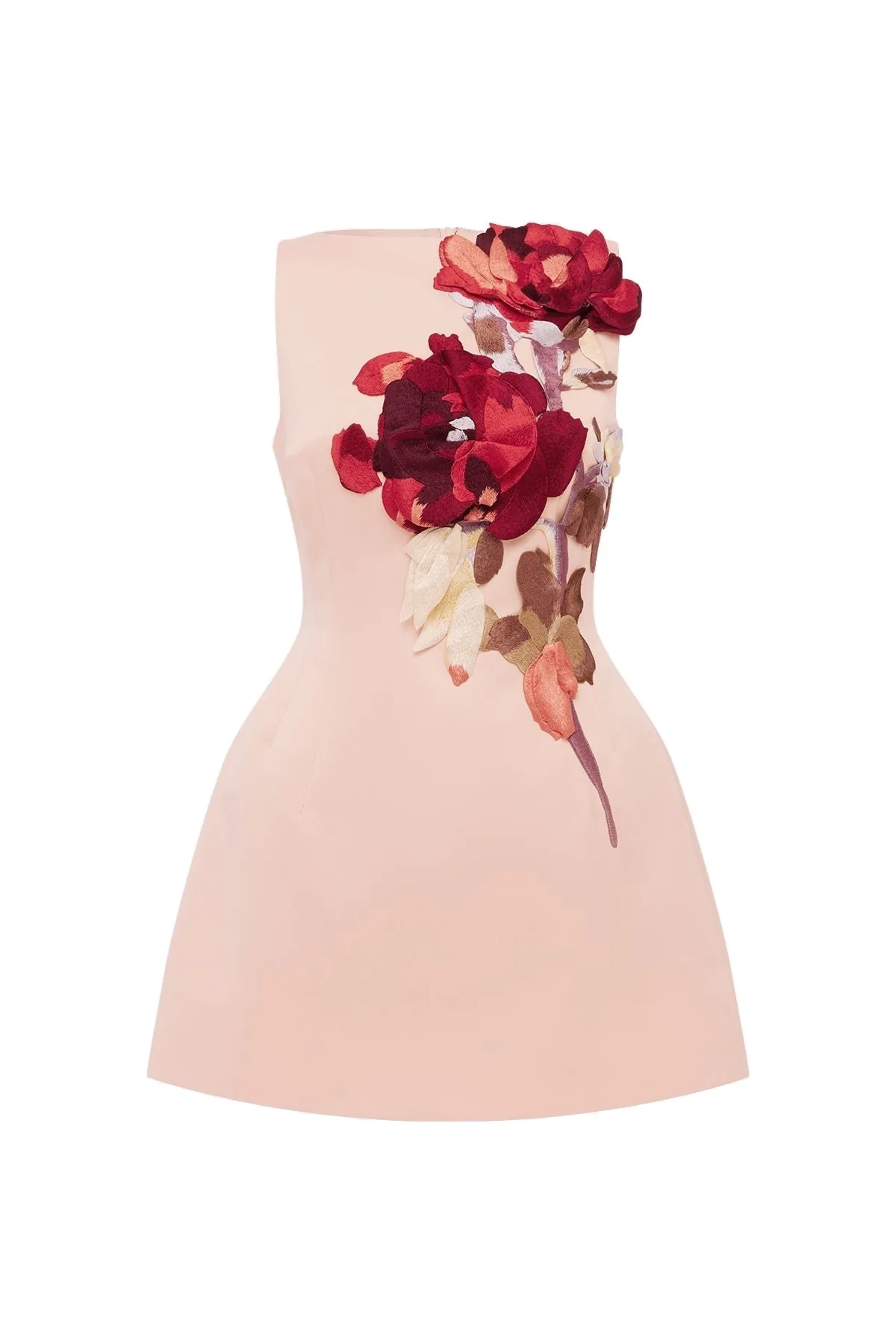 Ali Embroidered Boat Neck Mini Dress in Reverie Print in Nectar