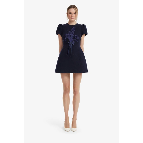 Carina Appliqué Tweed Mini Dress