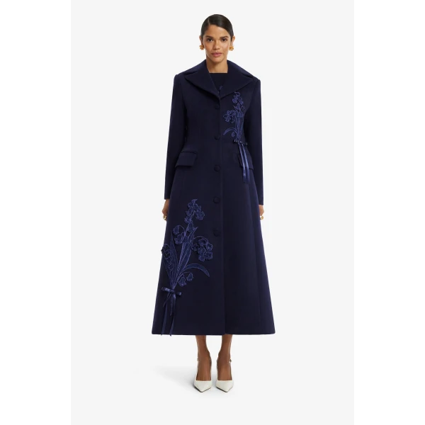 Elara Appliqué Wool Coat
