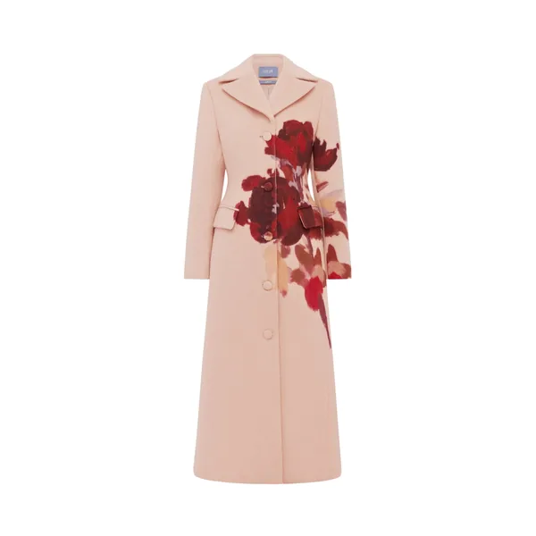 Elara Wool Coat in Reverie Print in Nectar