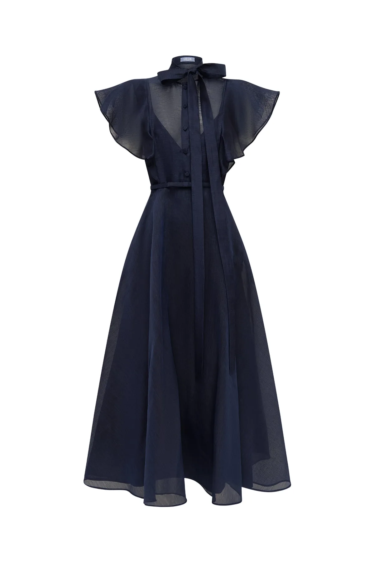 Elsie Flutter Sleeve Midi Dress in Midnight