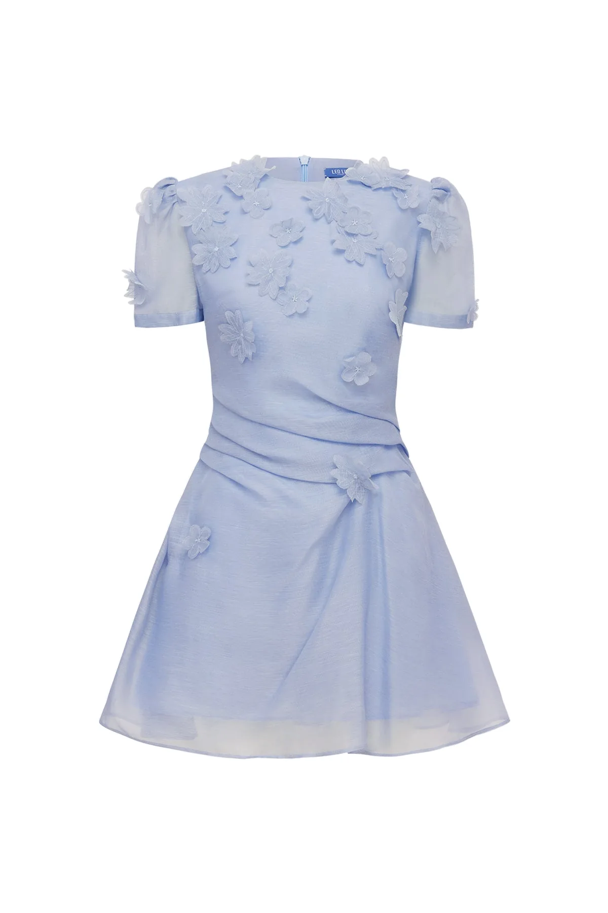 Elyse Petal Short Sleeve Mini Dress in Periwinkle