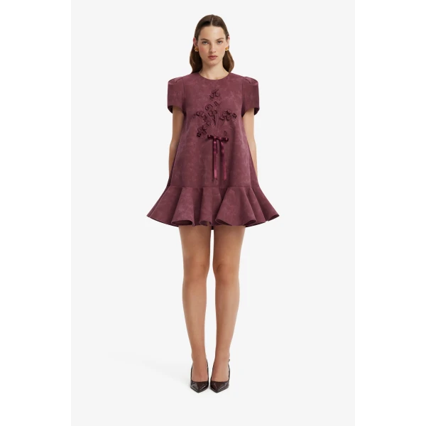 Esther Appliqué Vegan Suede Mini Dress