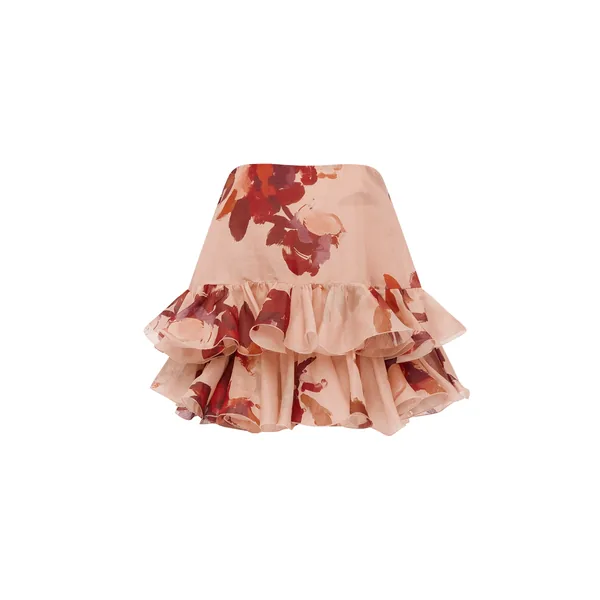 Gia Bustier Ruffled Top in Reverie Print in Nectar