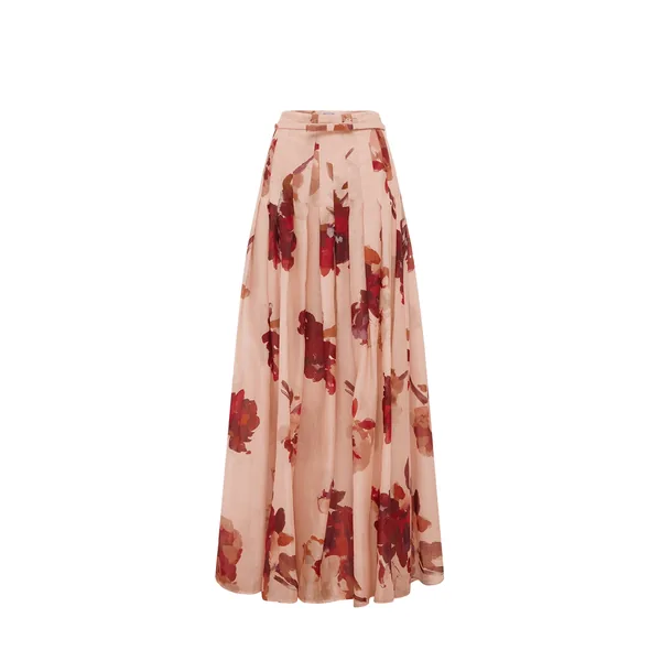 Juno Pleated Pants in Reverie Print in Nectar