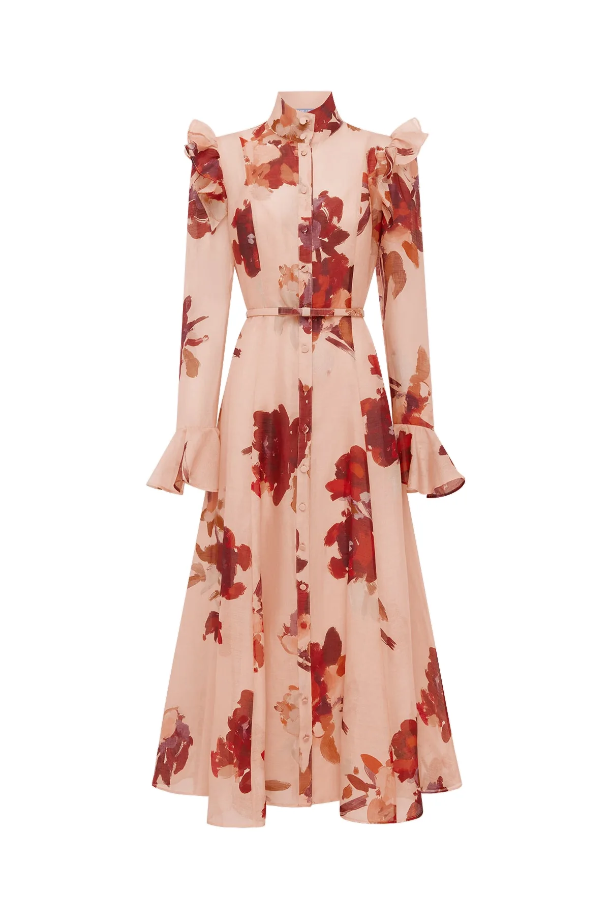 Katrina Butterfly Sleeve Midi Dress in Reverie Print in Nectar