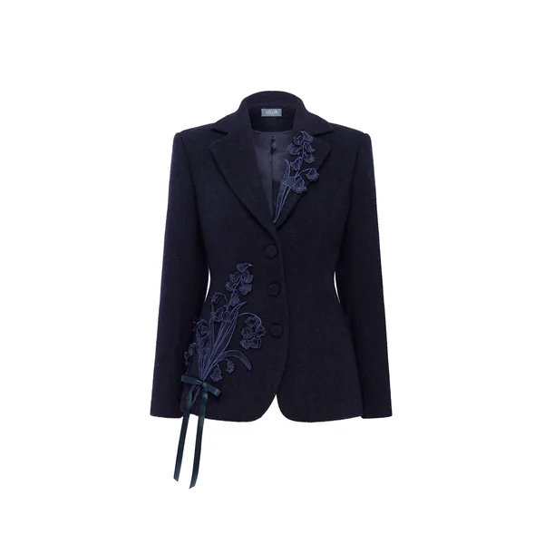 Lisa Appliqué Tweed Blazer in Midnight