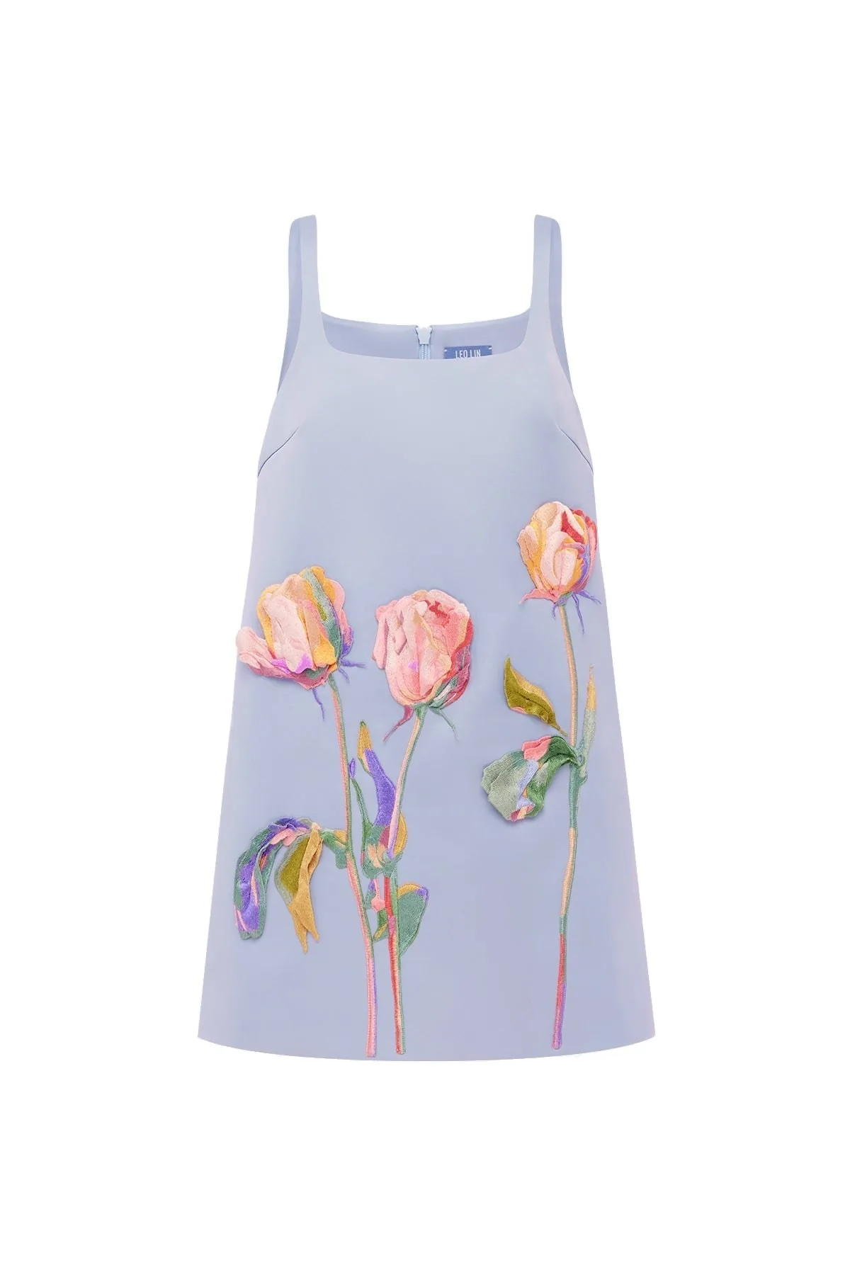 Mila Embroidered Mini Dress in Rose in Periwinkle