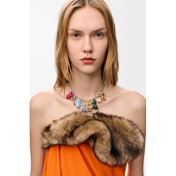 Animals Charm Necklace in Enamel, Silver and Multicolour - Image 2