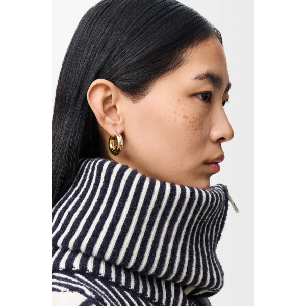 Blown Inflated Hoop Earrings, Silver and Gold - Image 2