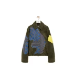 Loewe Bomber Jacket in Shearling, Khaki Green and Multicolour | Jackets | Luxury Shoes 