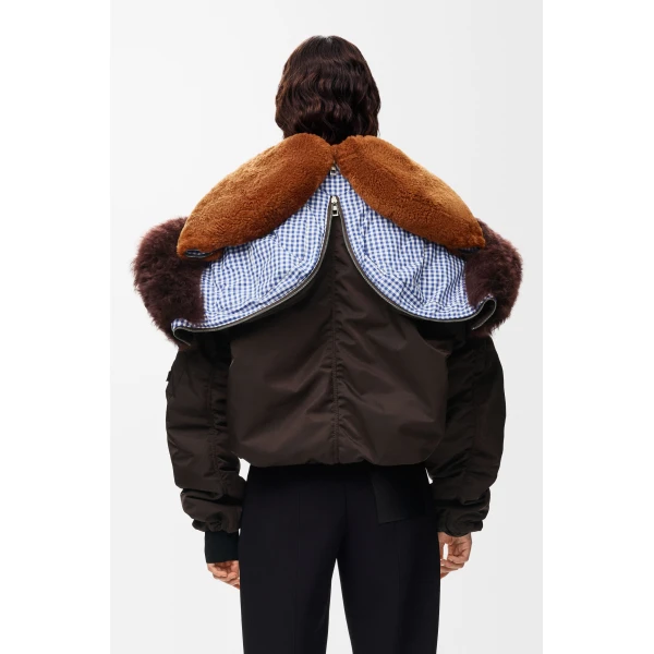 Bomber Jacket in Technical Shell, Brown - Image 5