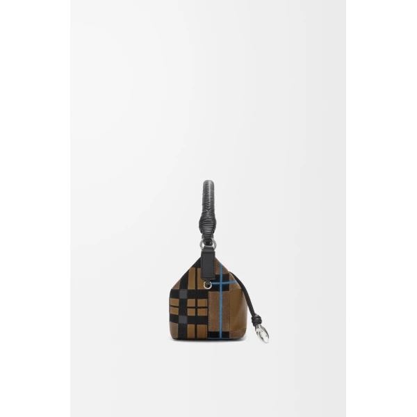 Cala Mini Bag in Check Intarsio, Brownish Green and Multicolour - Image 5