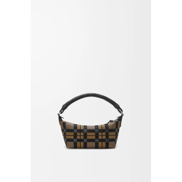 Cala Mini Bag in Check Intarsio, Brownish Green and Multicolour - Image 6