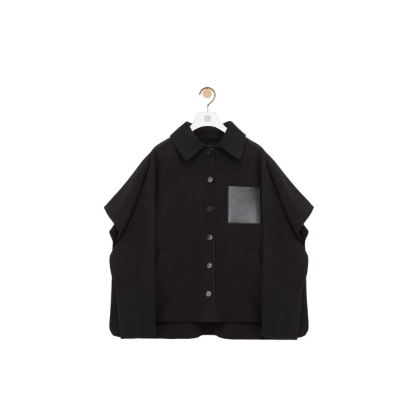 Loewe Cape Coat in Wool and Cashmere, Black | Coats | Luxury Shoes 