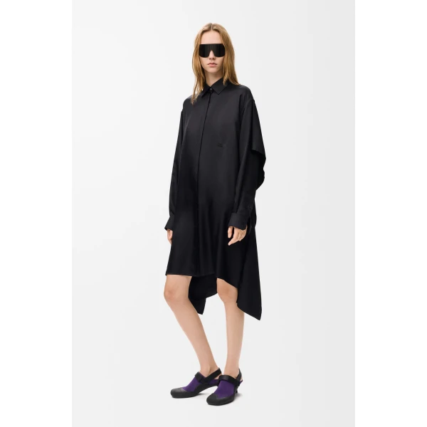 Cape Dress in Silk, Black - Image 2