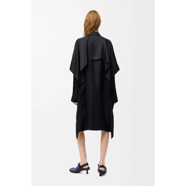 Cape Dress in Silk, Black - Image 3