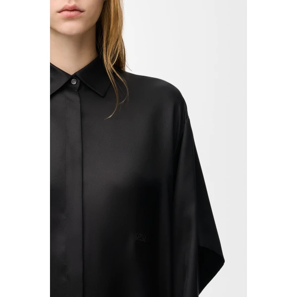 Cape Dress in Silk, Black - Image 4