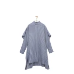 Loewe Cape Dress in Silk, Blue and White | Dresses | Luxury Shoes 