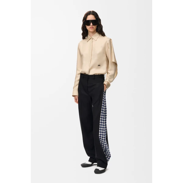 Cape Shirt in Silk, Ecru - Image 2