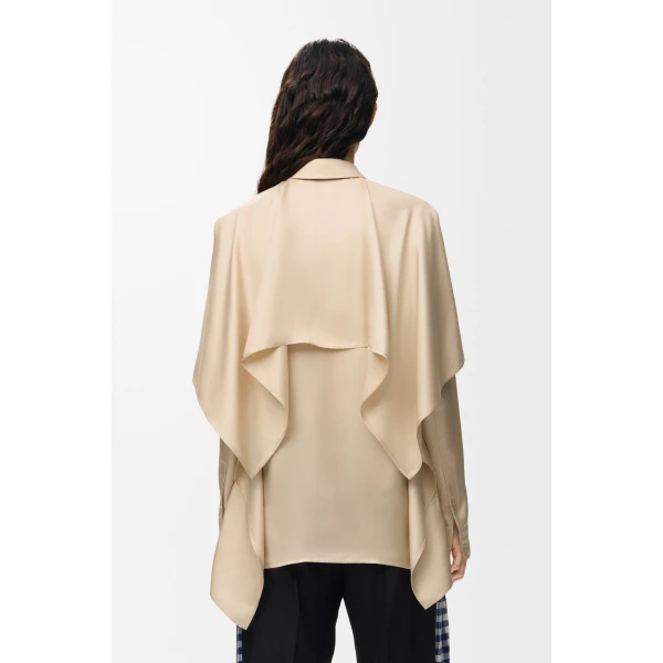 Cape Shirt in Silk, Ecru - Image 4
